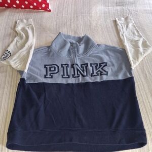 PINK Victoria's Secret Blue Color Block Sweatshirt LG